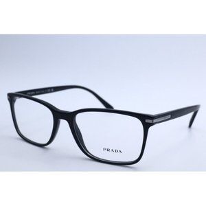 New Authentic Prada VPR 14W 1AB-1O1 Black Square Eyeglasses Clear Lenses 56mm